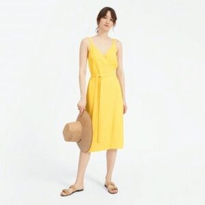NWT Everlane Size 4 Yellow Japanese GoWeave Tank Wrap Midi Dress $100